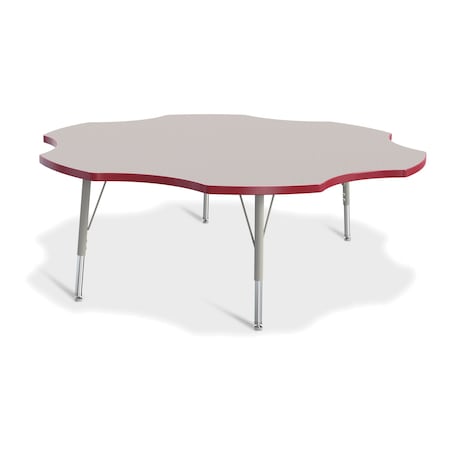 Jonti-Craft Berries Six Leaf Activity Table, 60 in., E-height, Freckled Gray/Red/Gray 6458JCE008